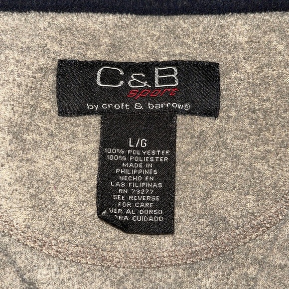 Croft & Barrow Sport Grayish Tan Quarter Zip Drop Shoulder Fleece Pullover - Picture 15 of 16